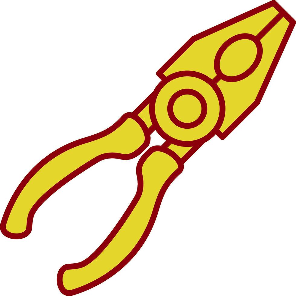 Pliers Flat Line Two Color Icon vector