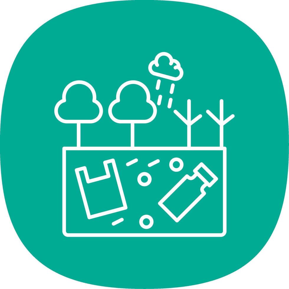 Land Pollution Line Curve Icon vector