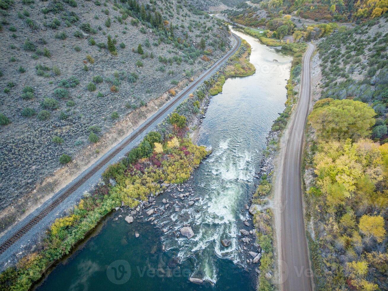 Colorado RIver rapid aerial view photo