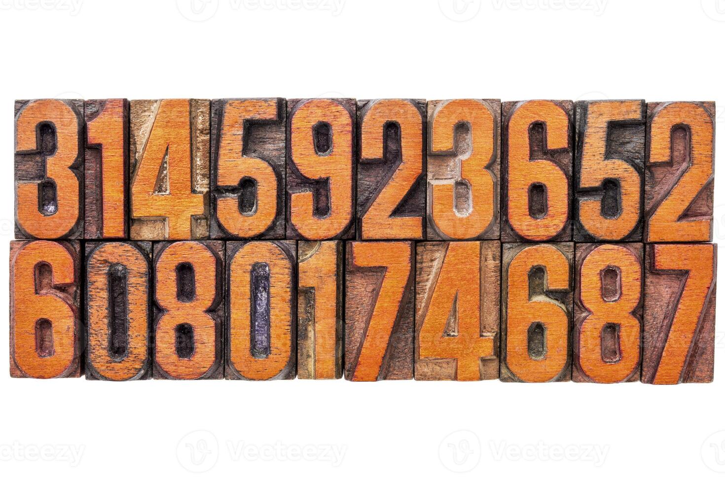 number abstract in vintage wood type photo