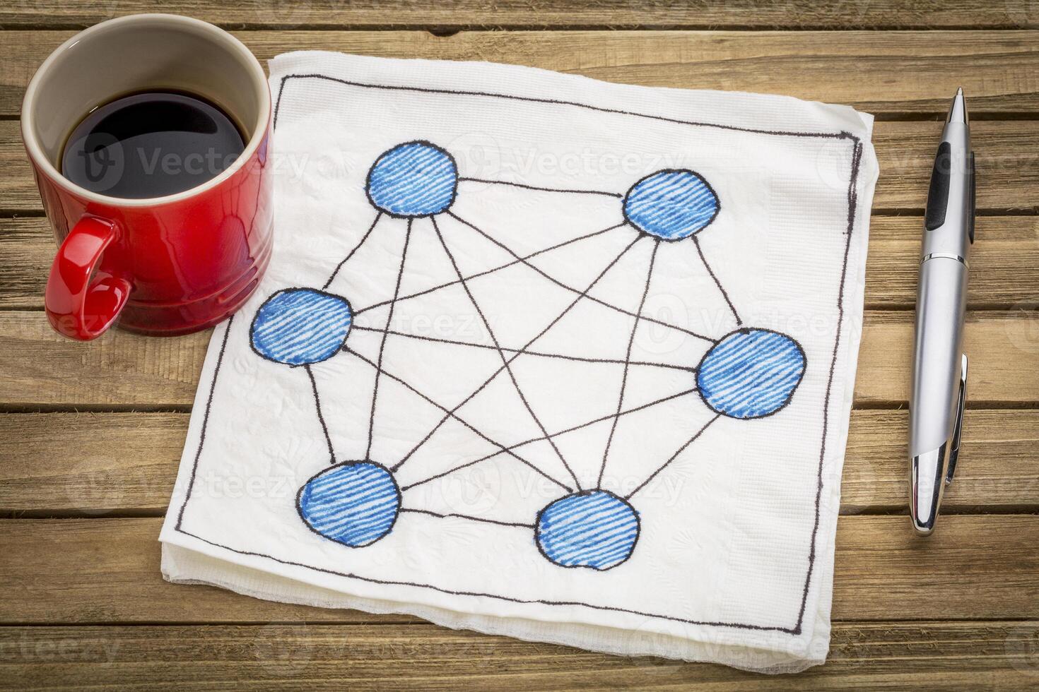 network concept on napkin photo