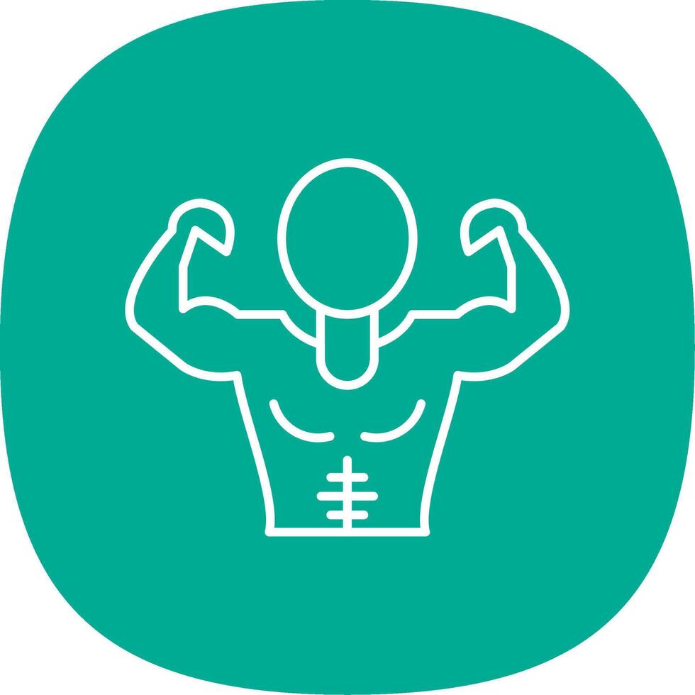 Muscle Man Line Curve Icon vector