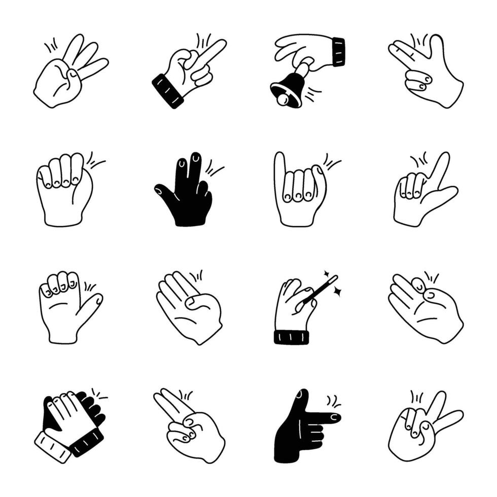 Modern Glyph Icons Depicting Sign Language vector