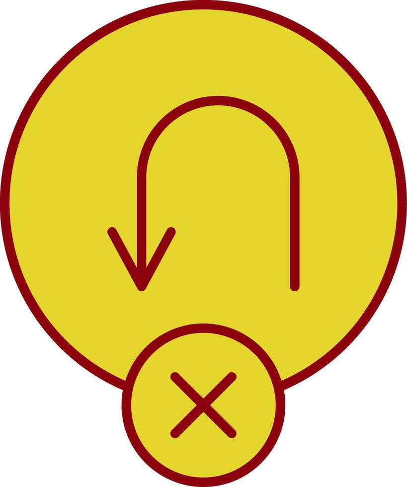 No U Turn Line Circle Icon vector