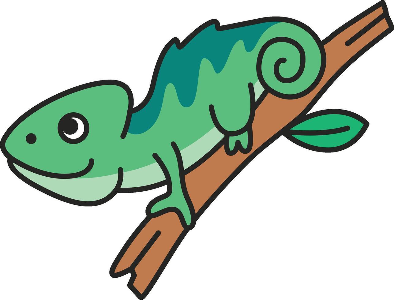 Cute cartoon chameleon vector