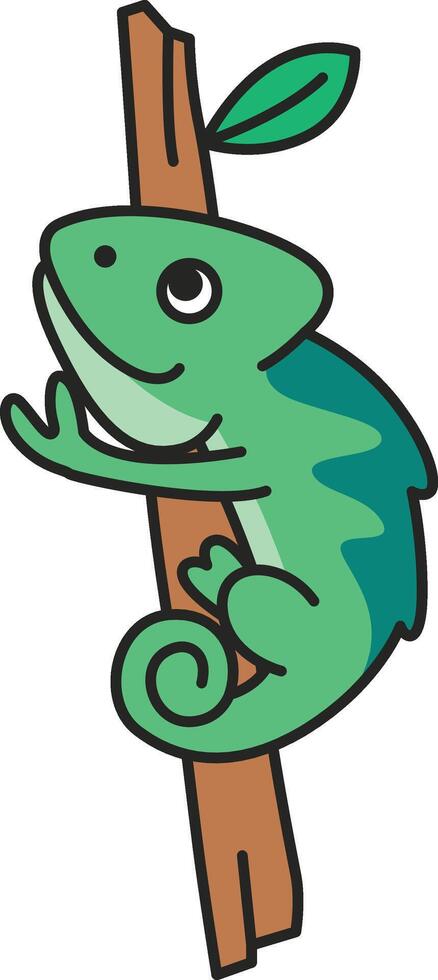 Cute cartoon chameleon vector