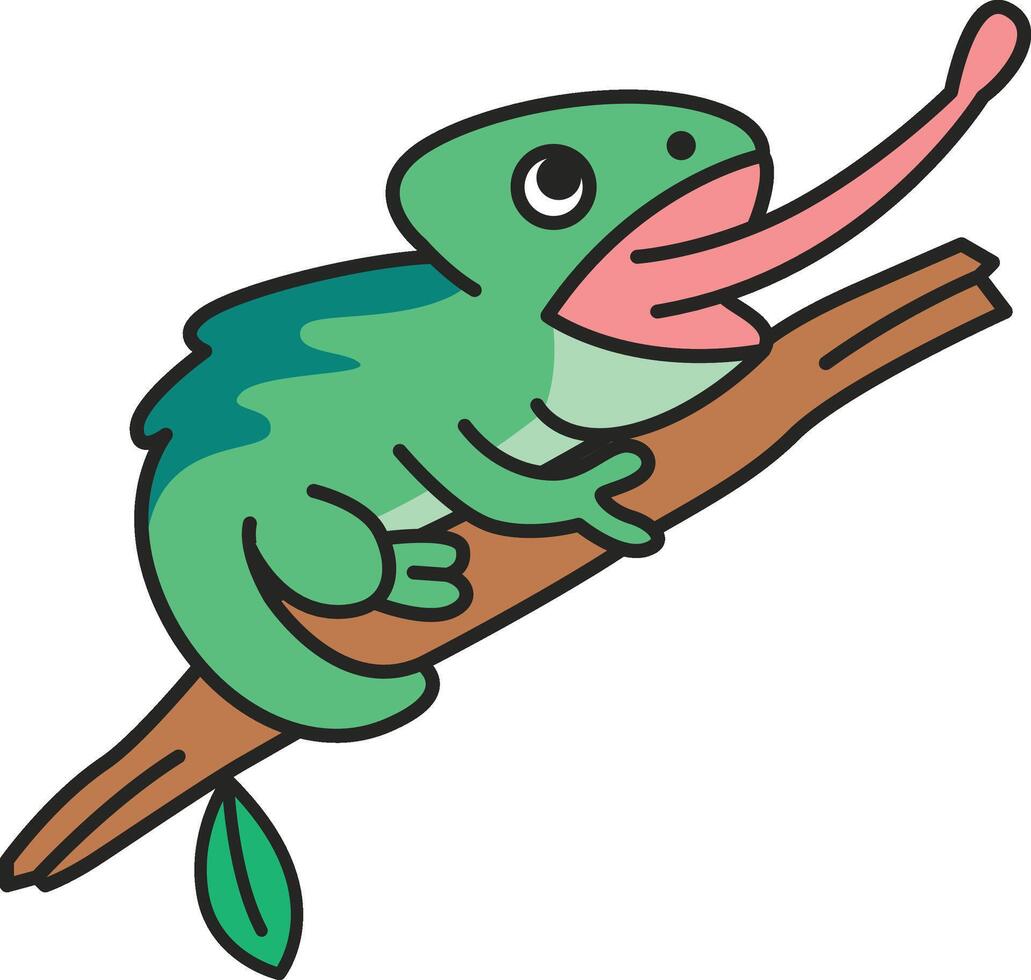 Cute cartoon chameleon vector