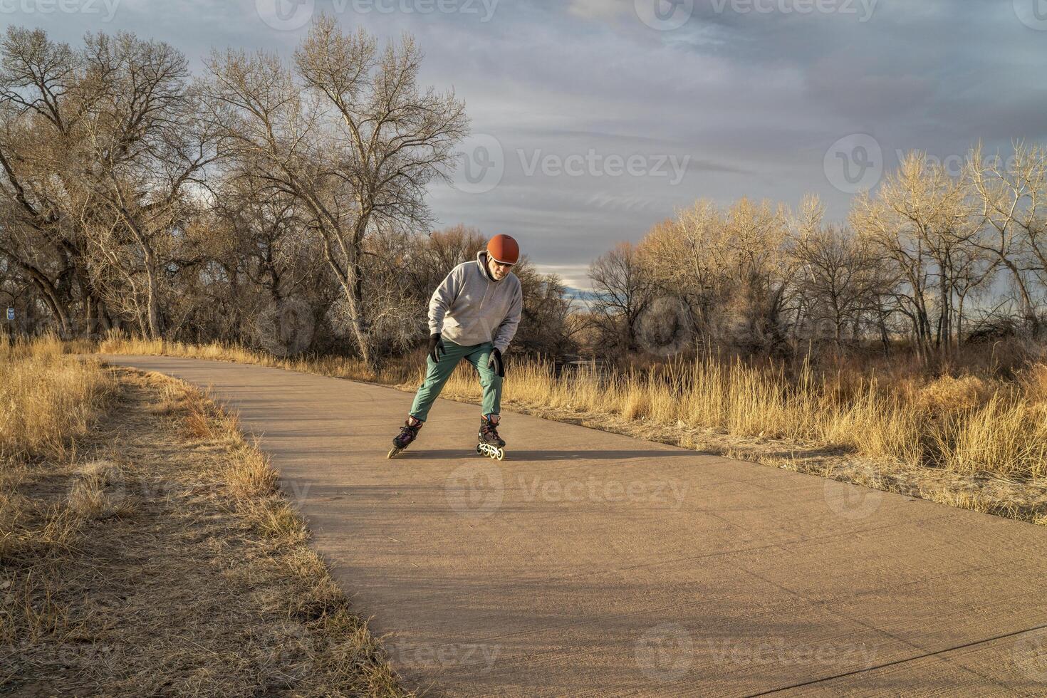 inline skating on a paved bike trail in Colorado photo