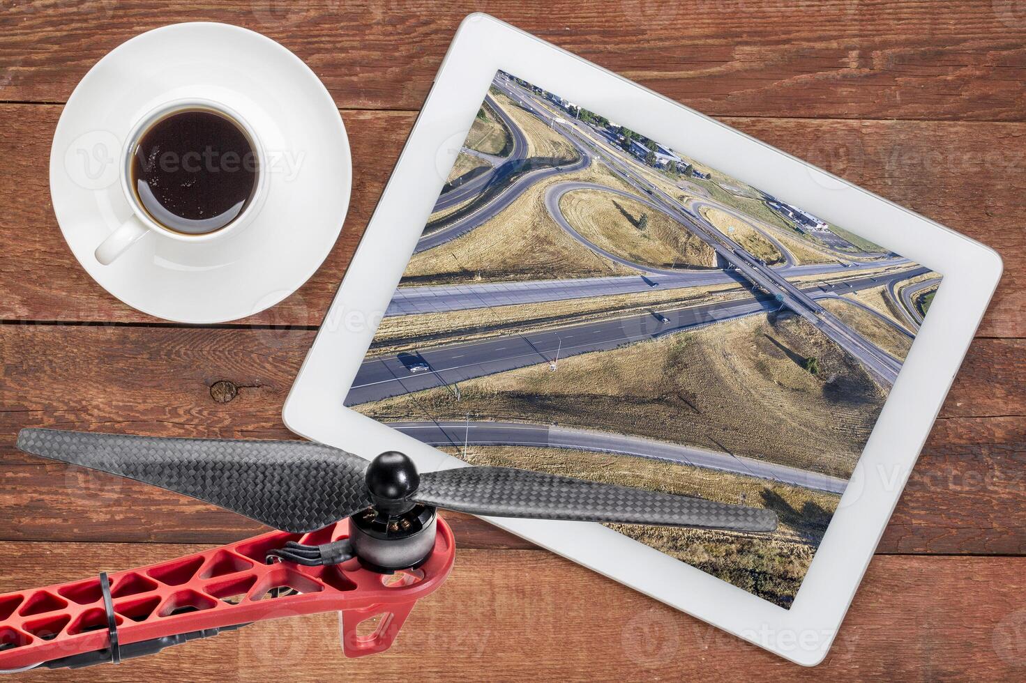 freeway intersection aerial view photo