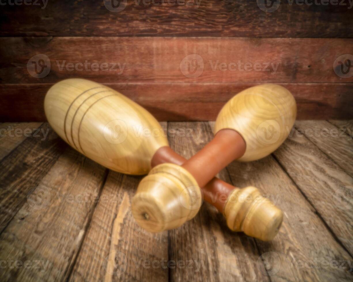 pair of wooden Indian clubs photo