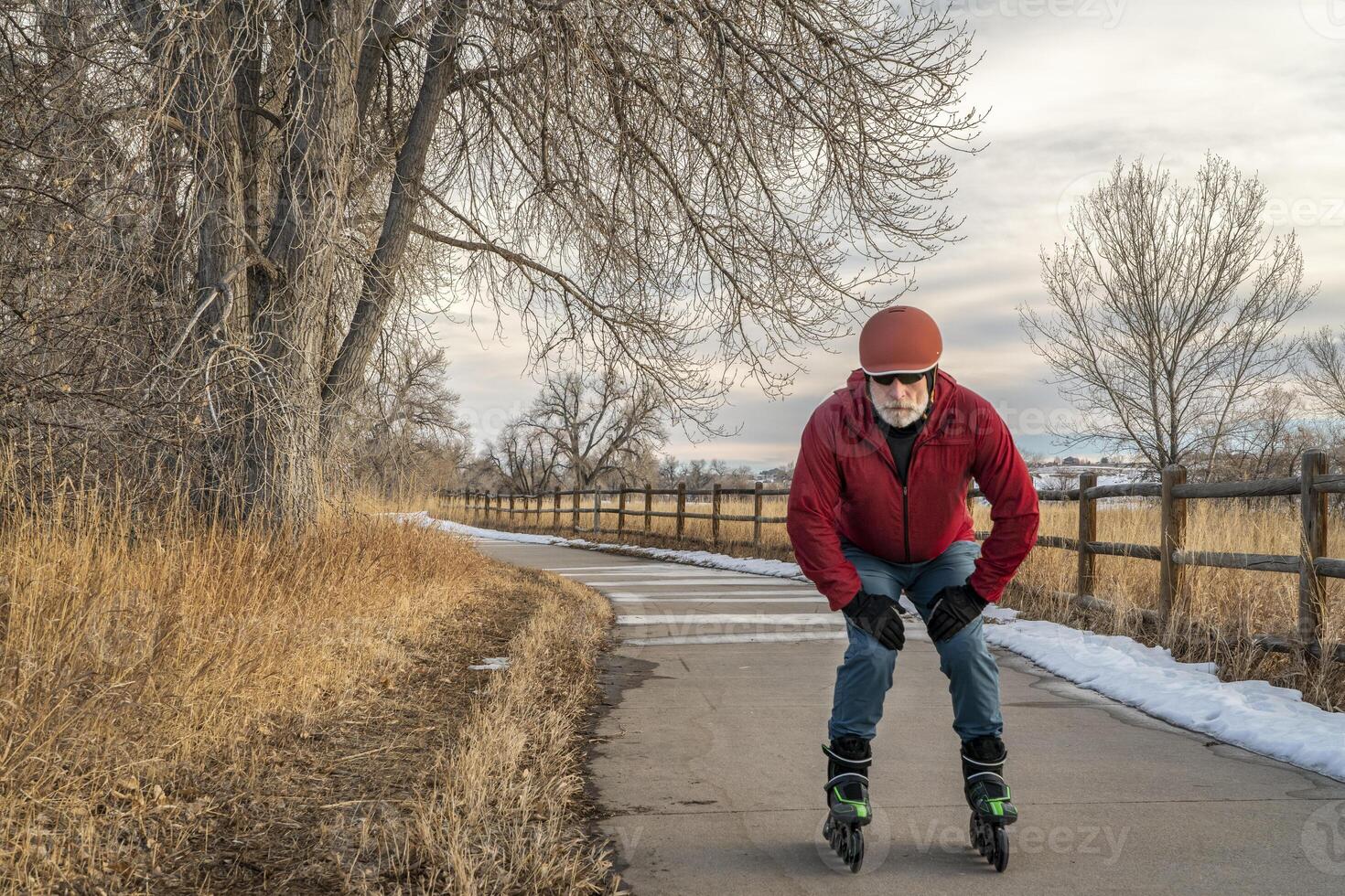 inline skating on a paved bike trail in Colorado photo