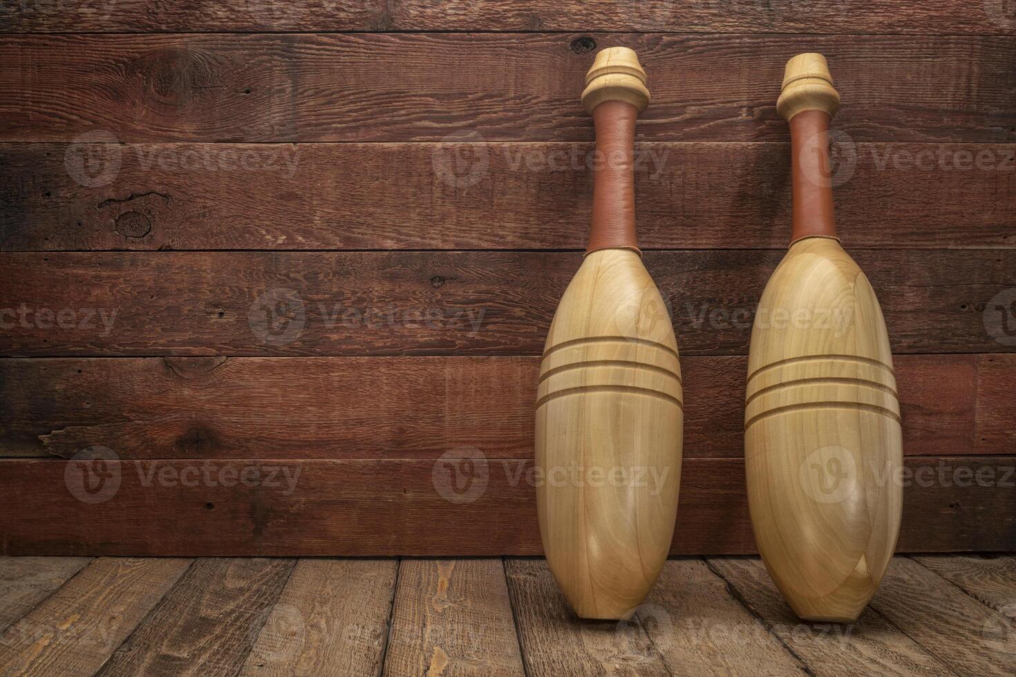 pair of wooden Indian clubs photo