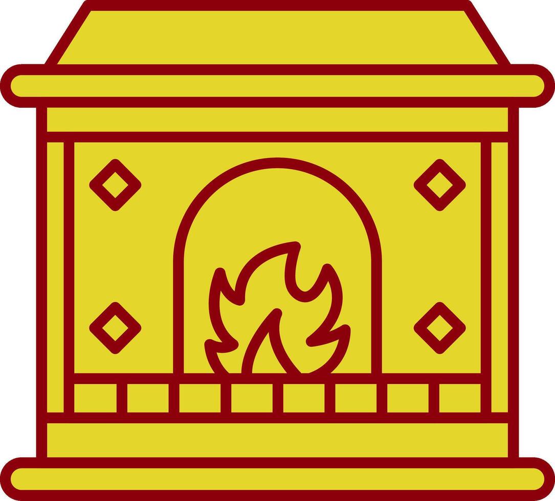 Fireplace Line Two Color Icon vector