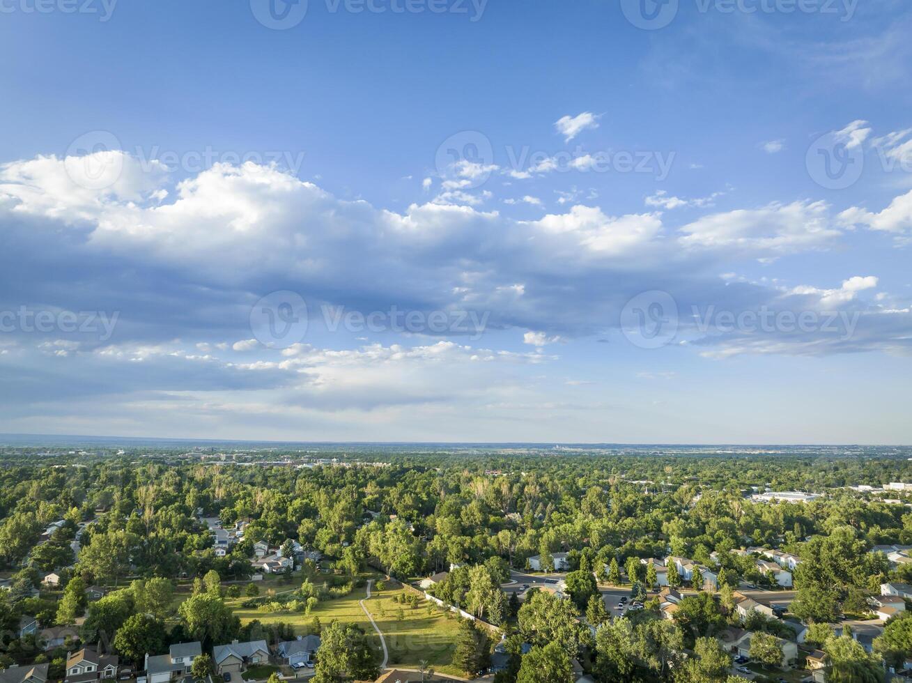 summer afternoon over residential area of Fort Collins photo