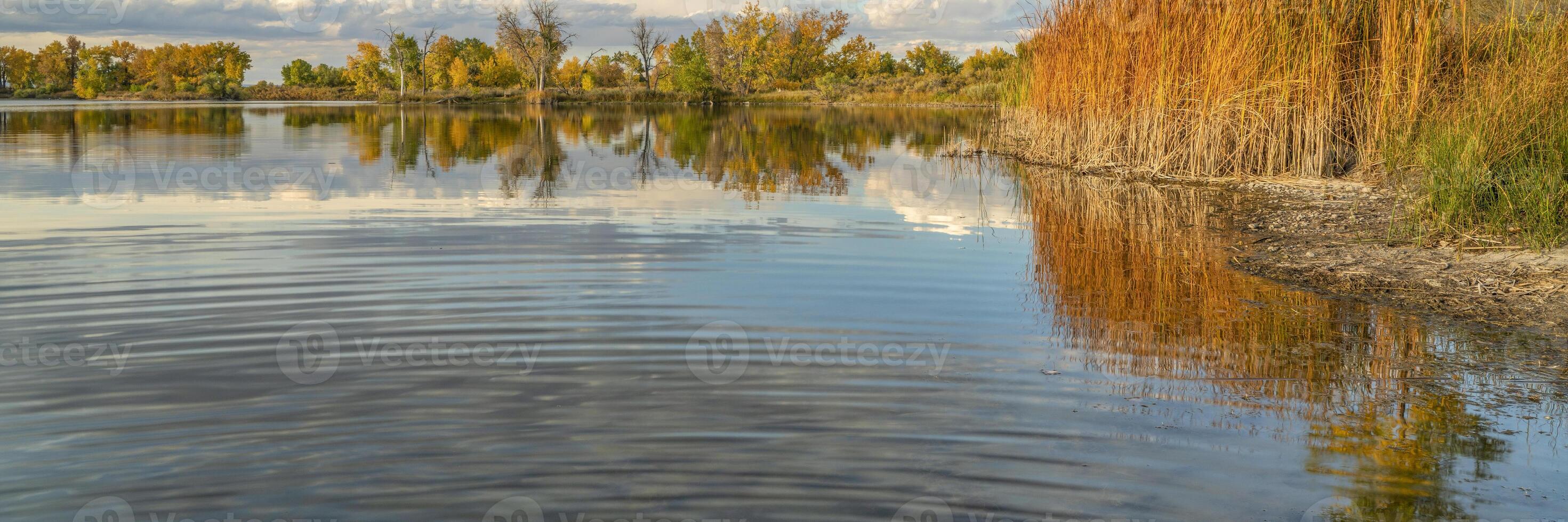 calm lake at sunset in northern Colorado photo