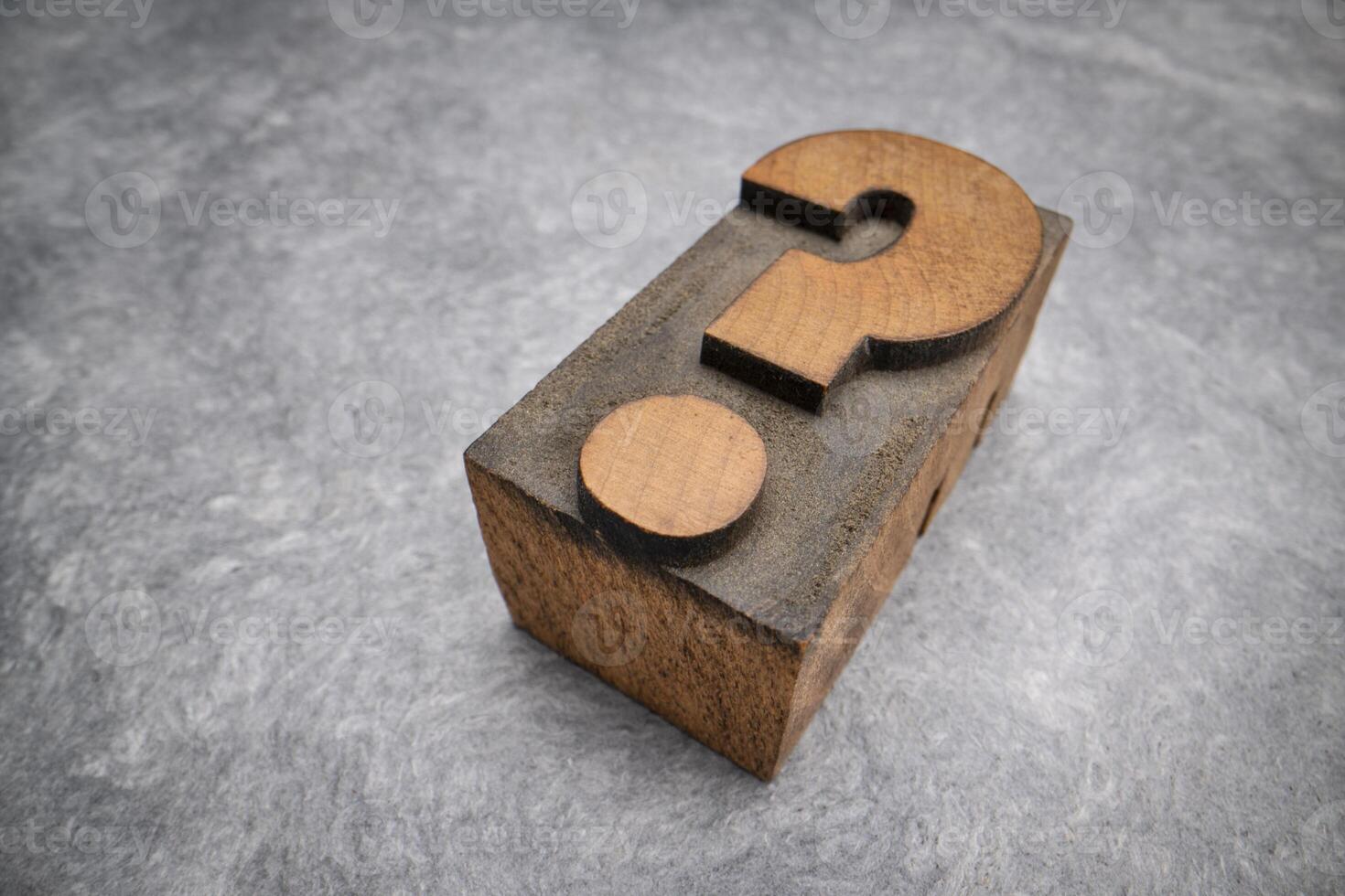 question mark vintage letterpress printing block photo