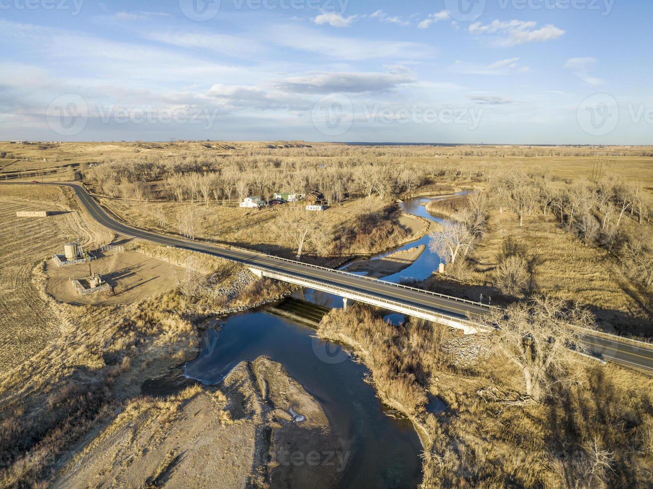 northern Colorado with St Vrain Creek aerial view photo