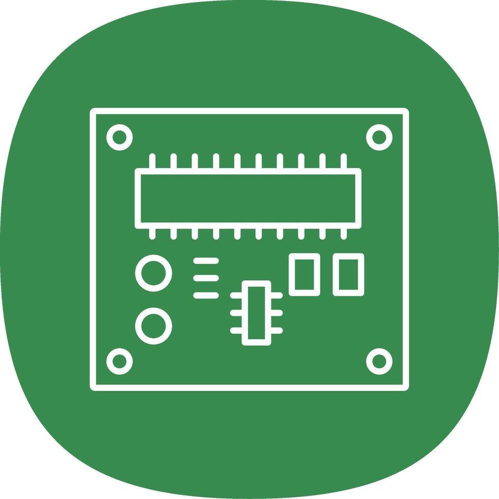 tarjeta de circuito impreso tablero línea curva icono vector