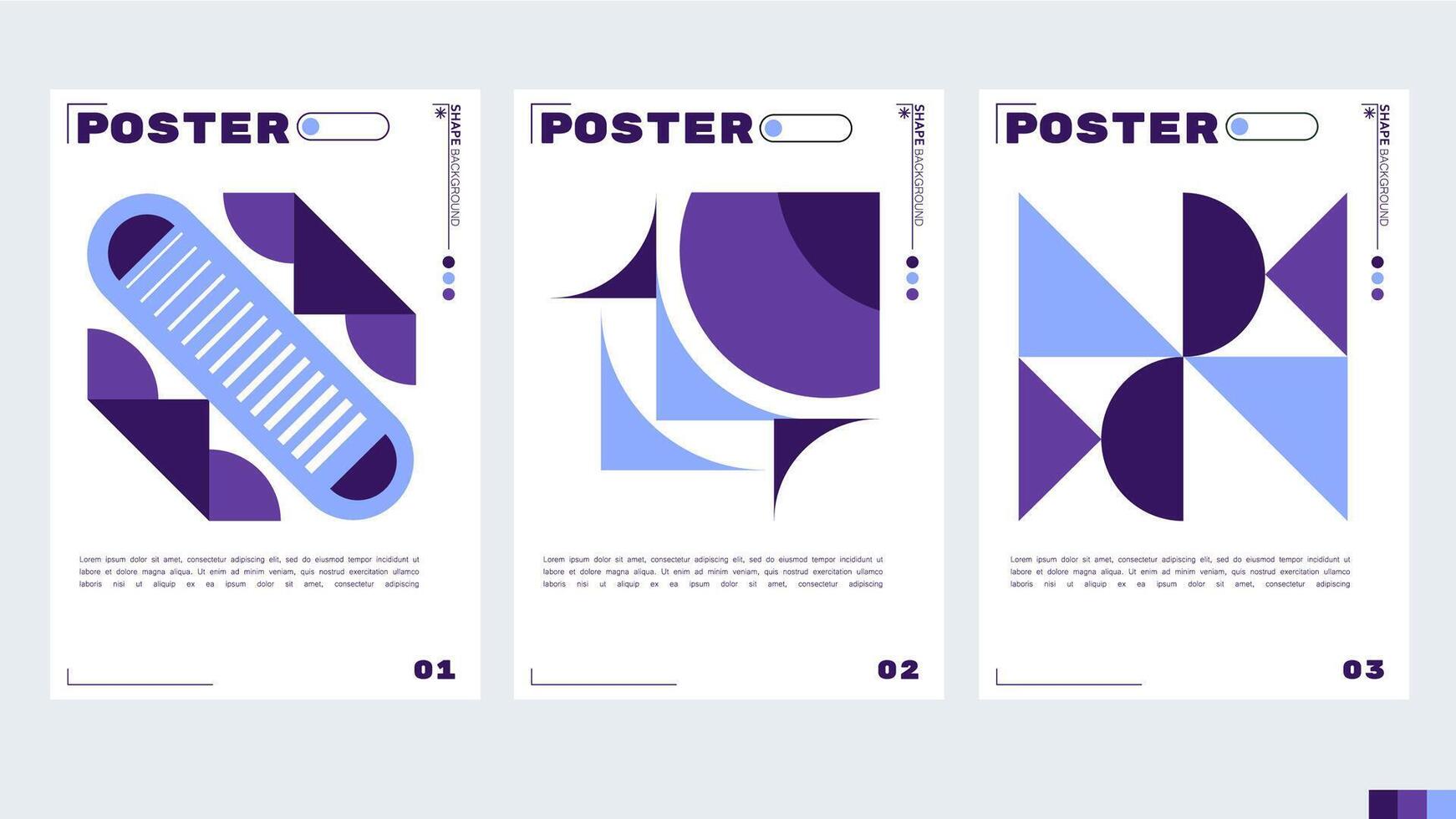 Design template for an A4 poster or banner with a geometric and abstract theme purple color. illustration shape. Swiss geometry composition artwork vector