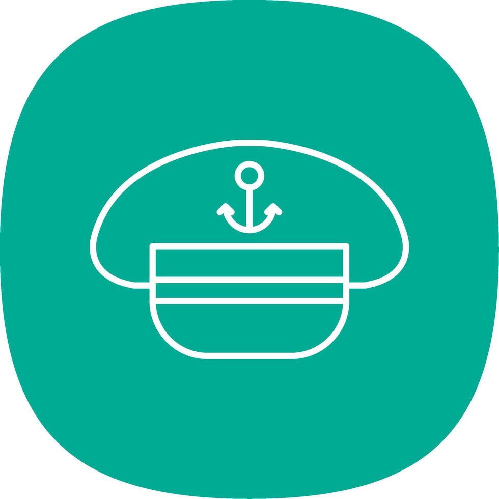 Captain Hat Line Curve Icon vector