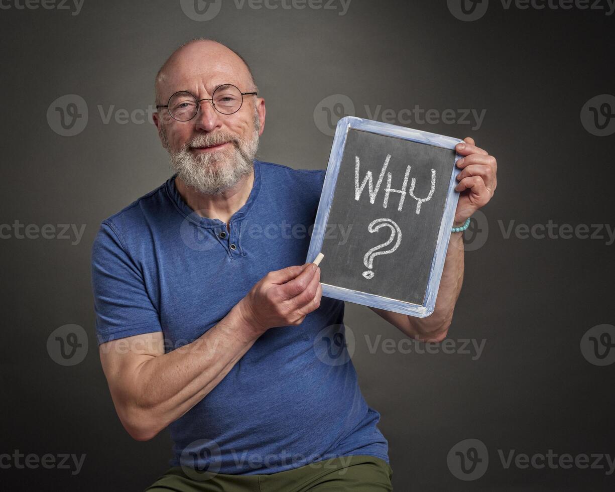 why question on a blackboard photo