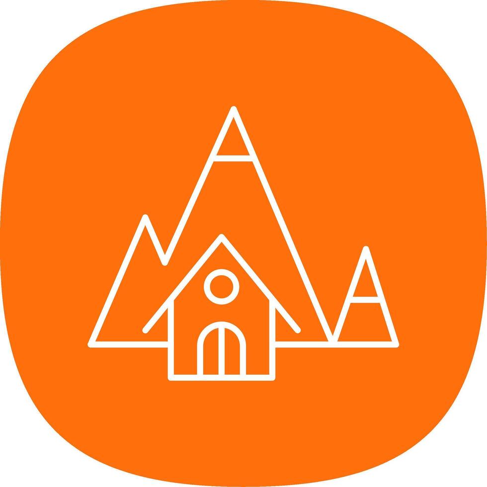 Mountain House Line Curve Icon vector