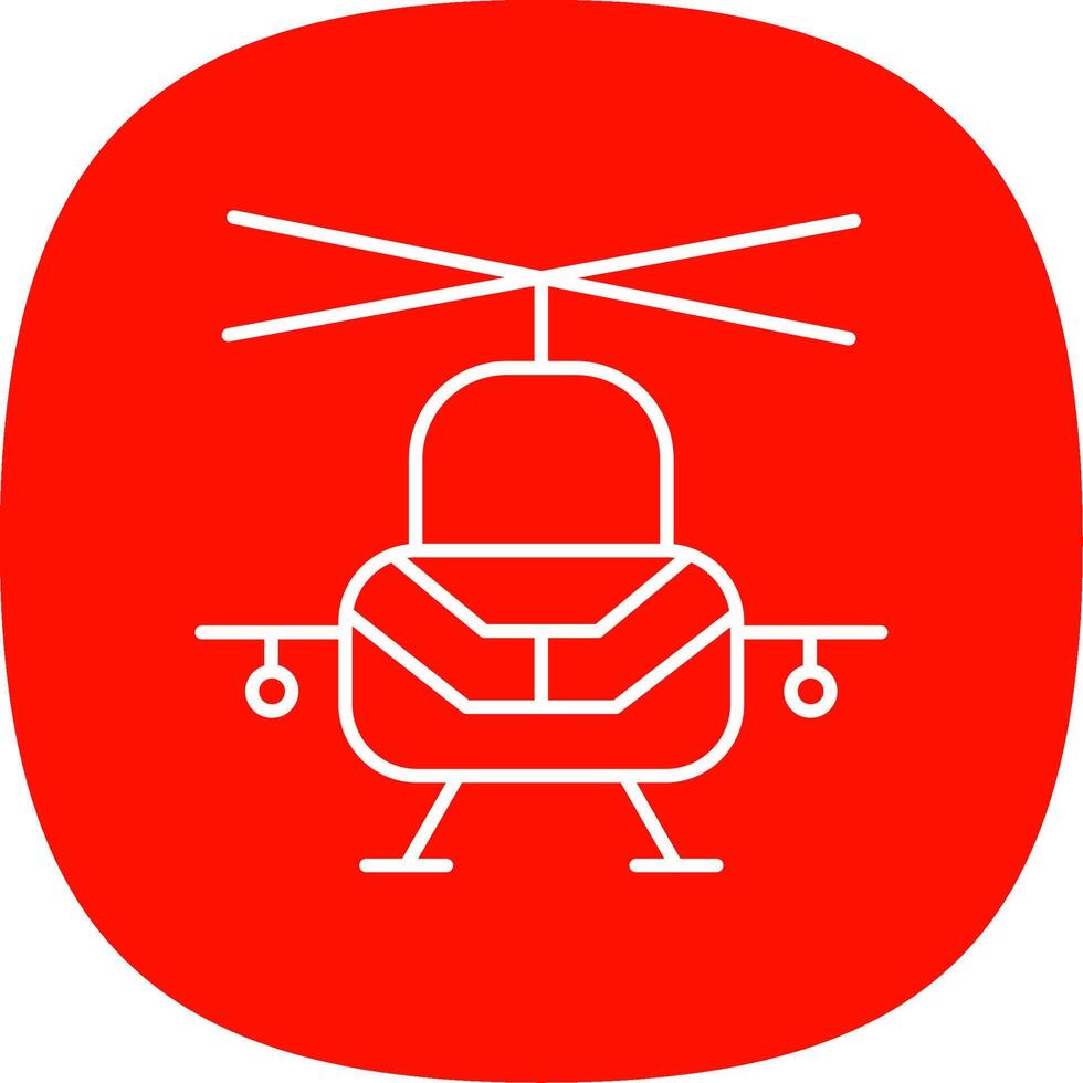 militar helicóptero línea curva icono vector