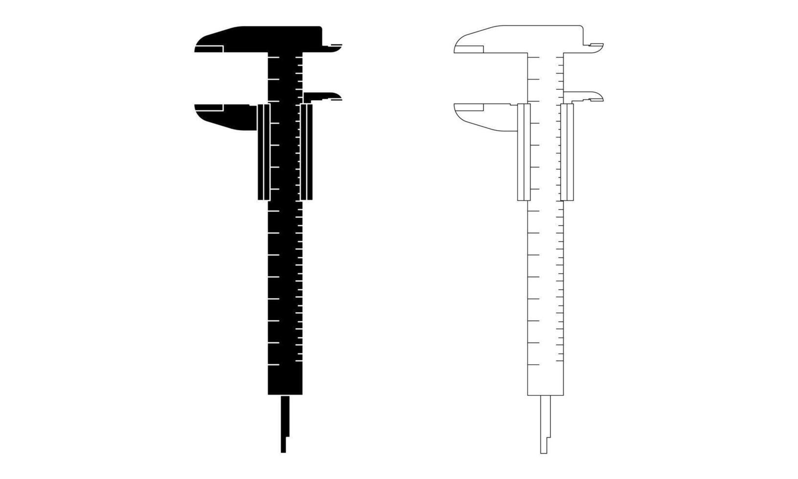 contorno silueta calibrador icono conjunto aislado en blanco antecedentes vector