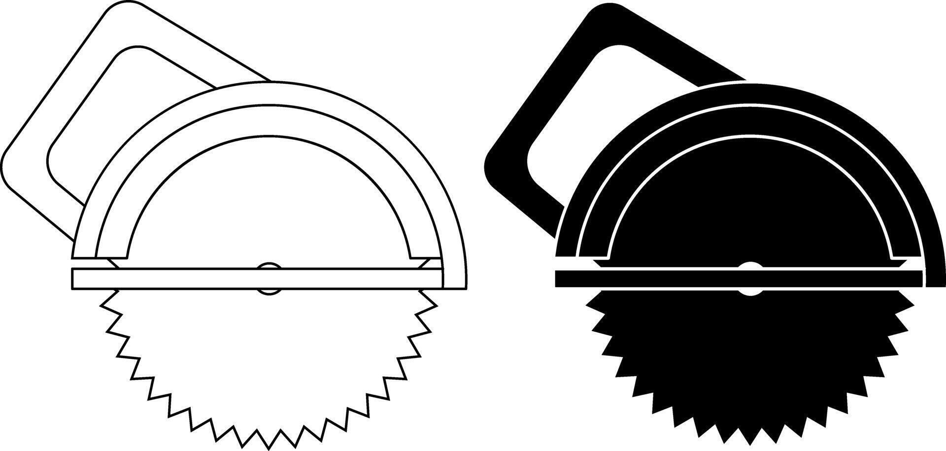 outline silhouette circular saw icon set vector