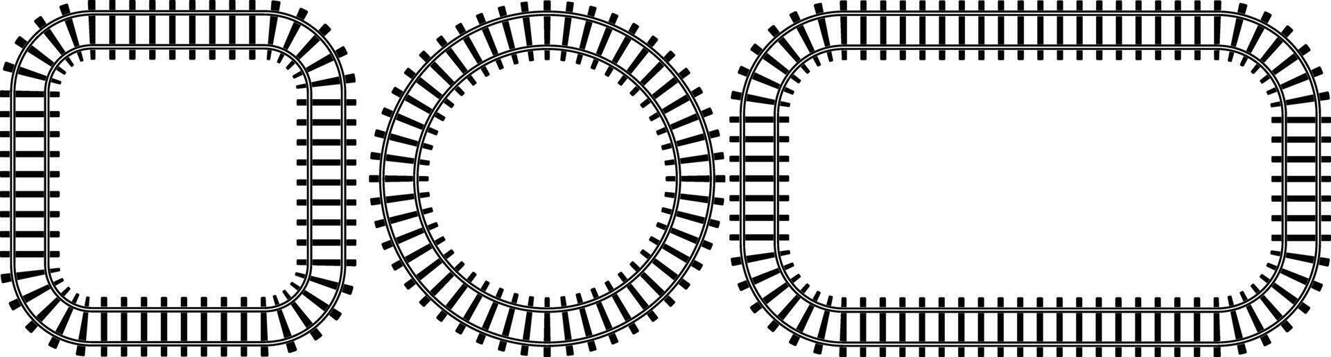 circle square rectangle Railway track frame set vector