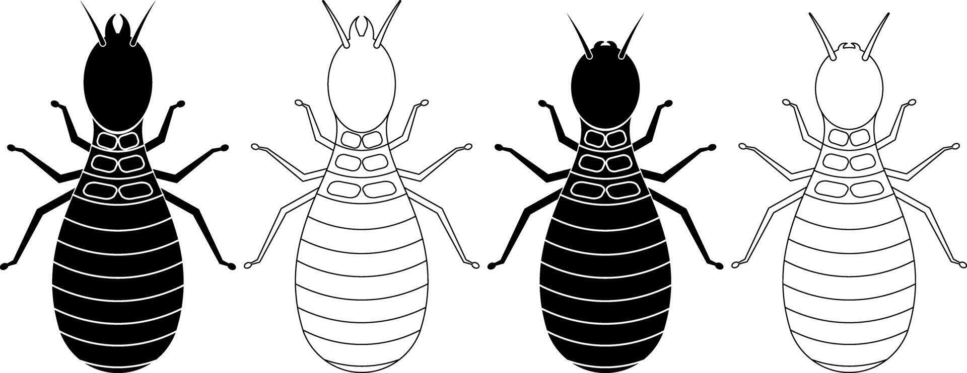 soldier and worker termite icon set vector