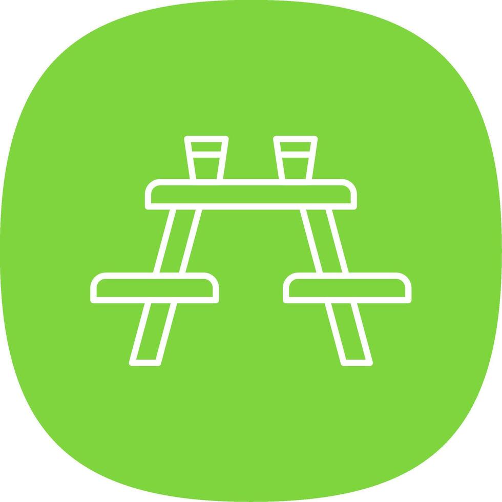 Picnic Table Line Curve Icon vector