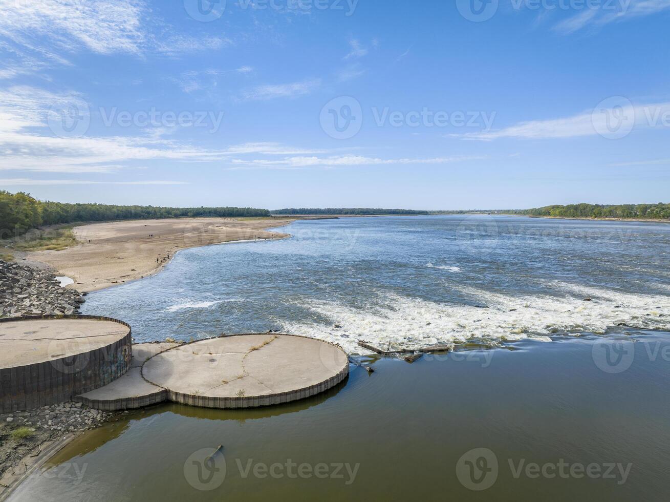 Low Water Dam with interlocking sheet piling, a rapid and fisihing beach on the Mississippi RIver below Chain of Rocks photo