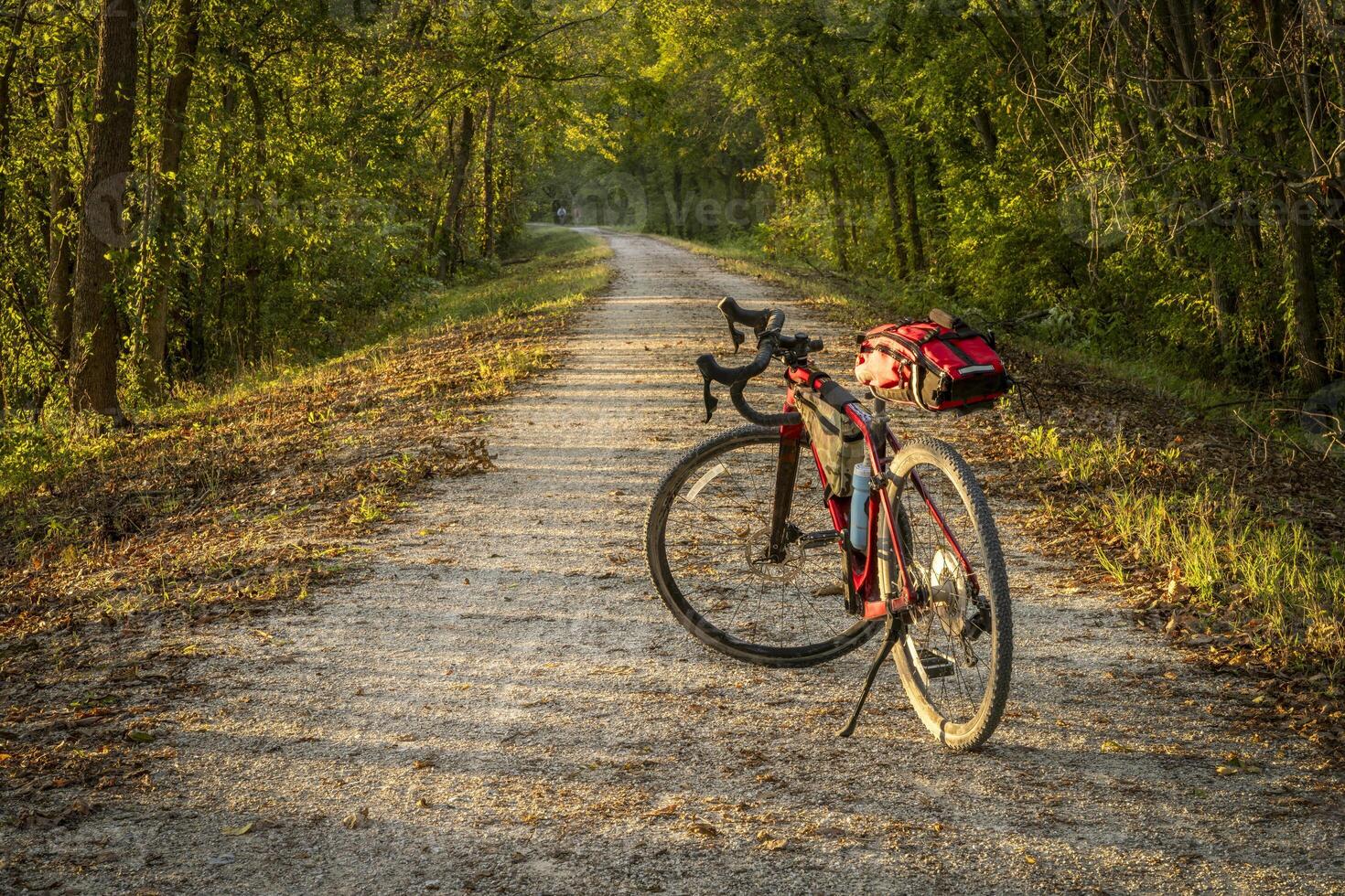 gravel touring bike on Katy Trail near Marthasville, Missouri, in fall scenery photo