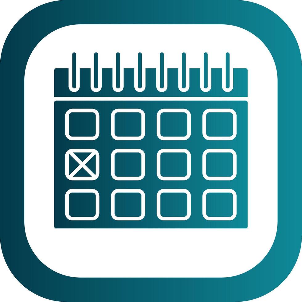 Calendar Date Glyph Gradient Round Corner Icon vector