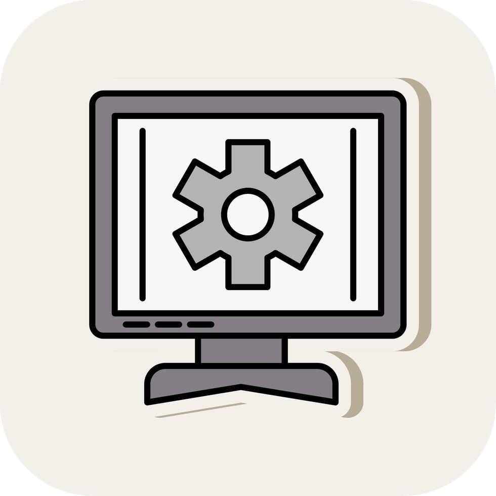 Setting Line Filled White Shadow Icon vector