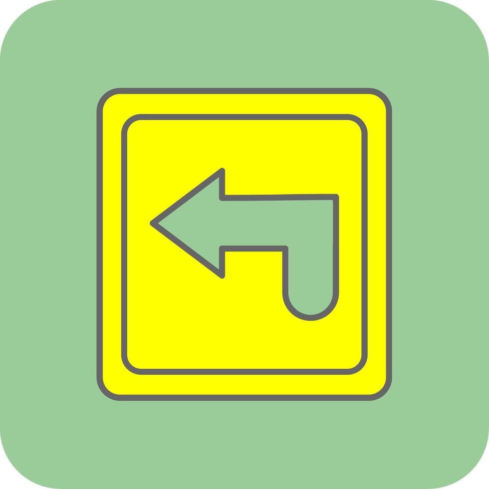 Curved Arrow Filled Yellow Icon vector