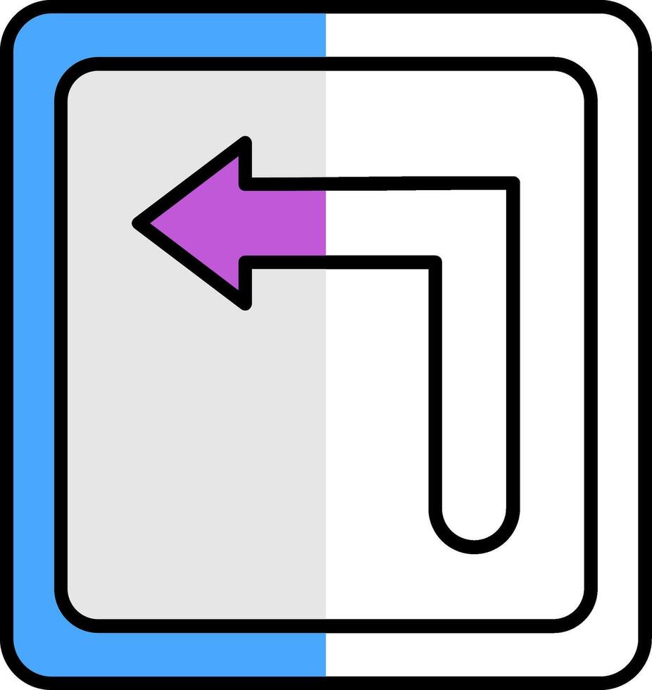 Turn Left Filled Half Cut Icon vector