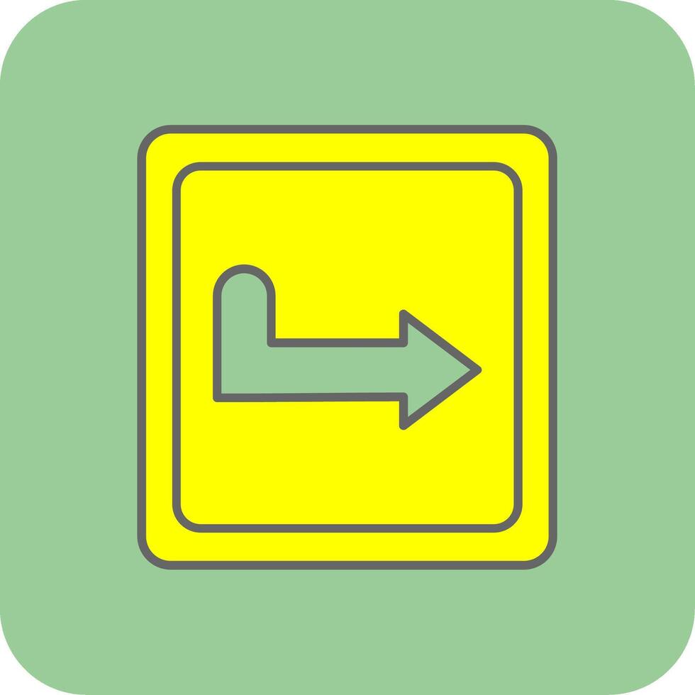 Turn Right Filled Yellow Icon vector