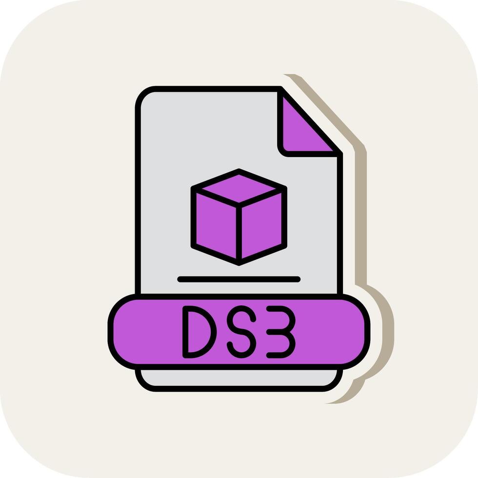 3ds línea lleno blanco sombra icono vector