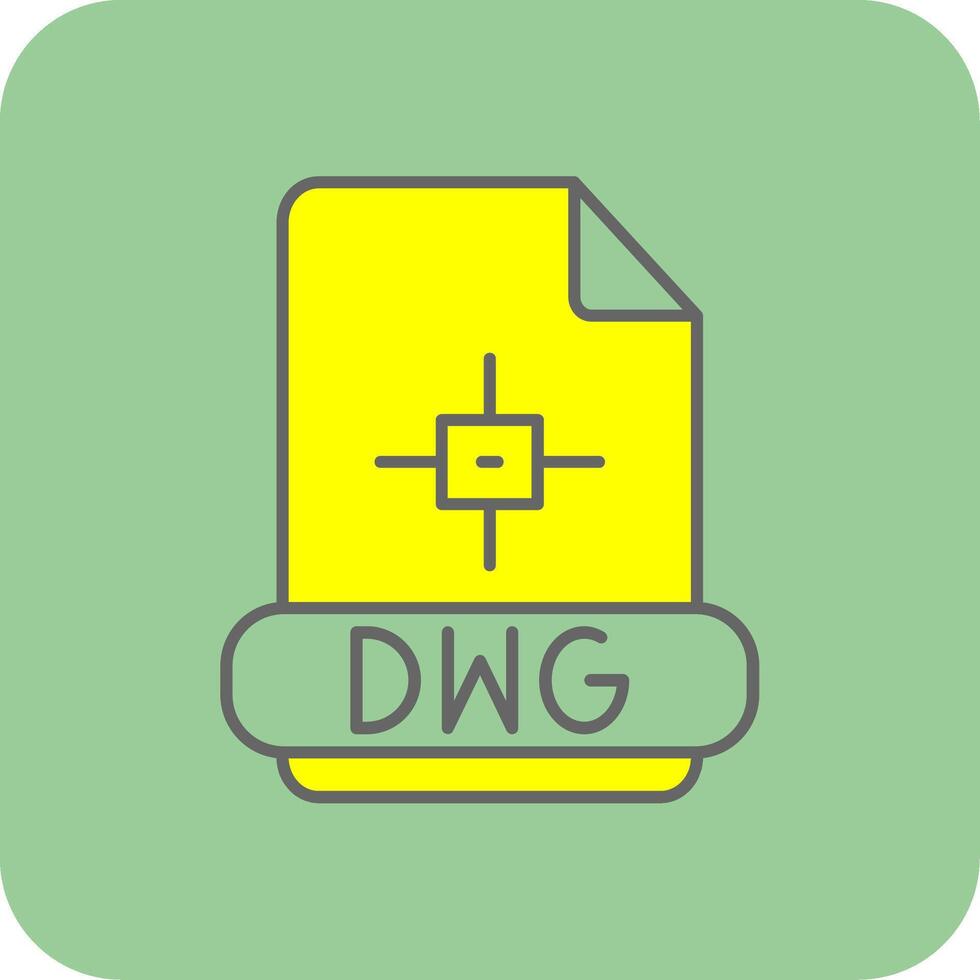 dwg lleno amarillo icono vector