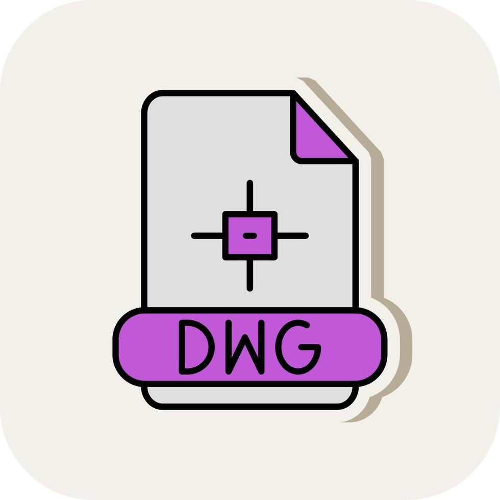 Dwg Line Filled White Shadow Icon vector