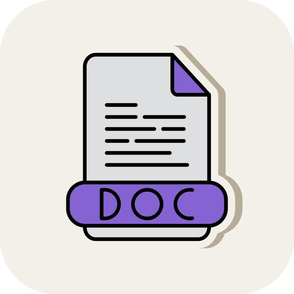 Doc Line Filled White Shadow Icon vector