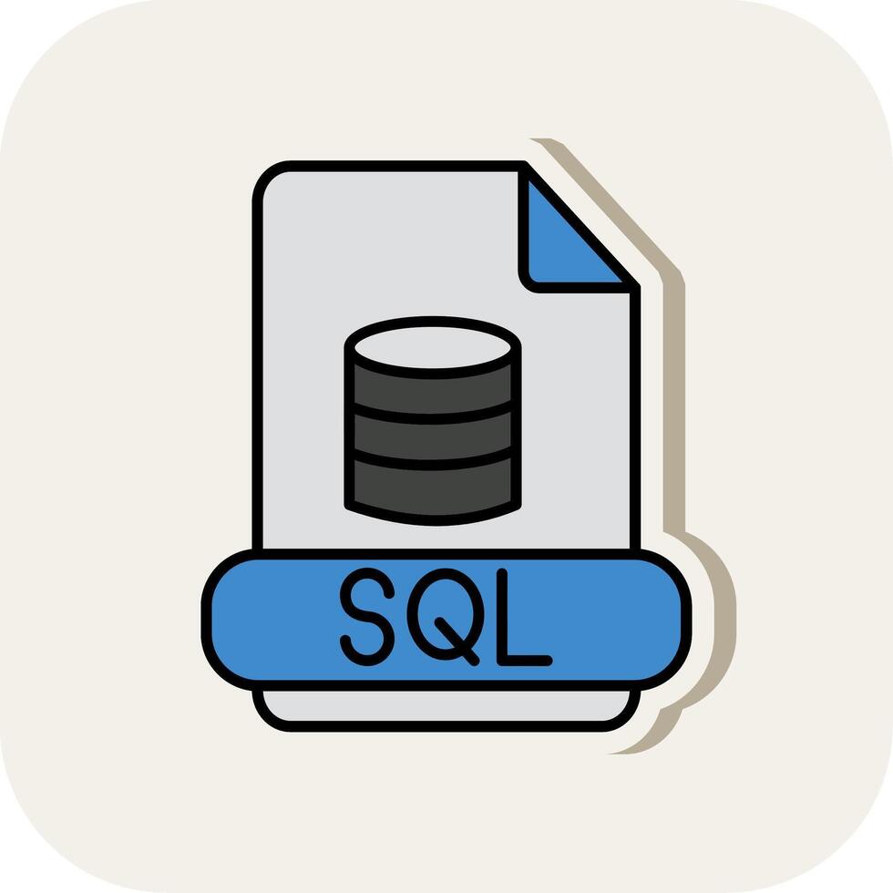 Sql Line Filled White Shadow Icon vector