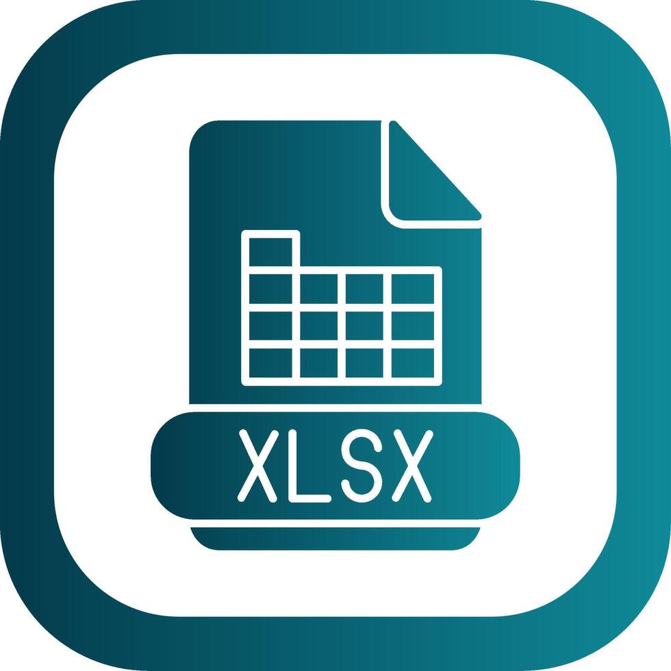 xlsx glifo degradado redondo esquina icono vector