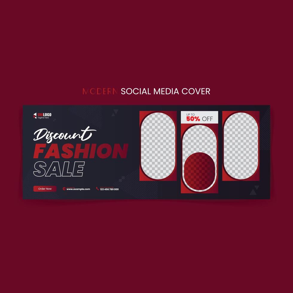 Modern Fashion Sale Social Media Cover or Header Template. vector