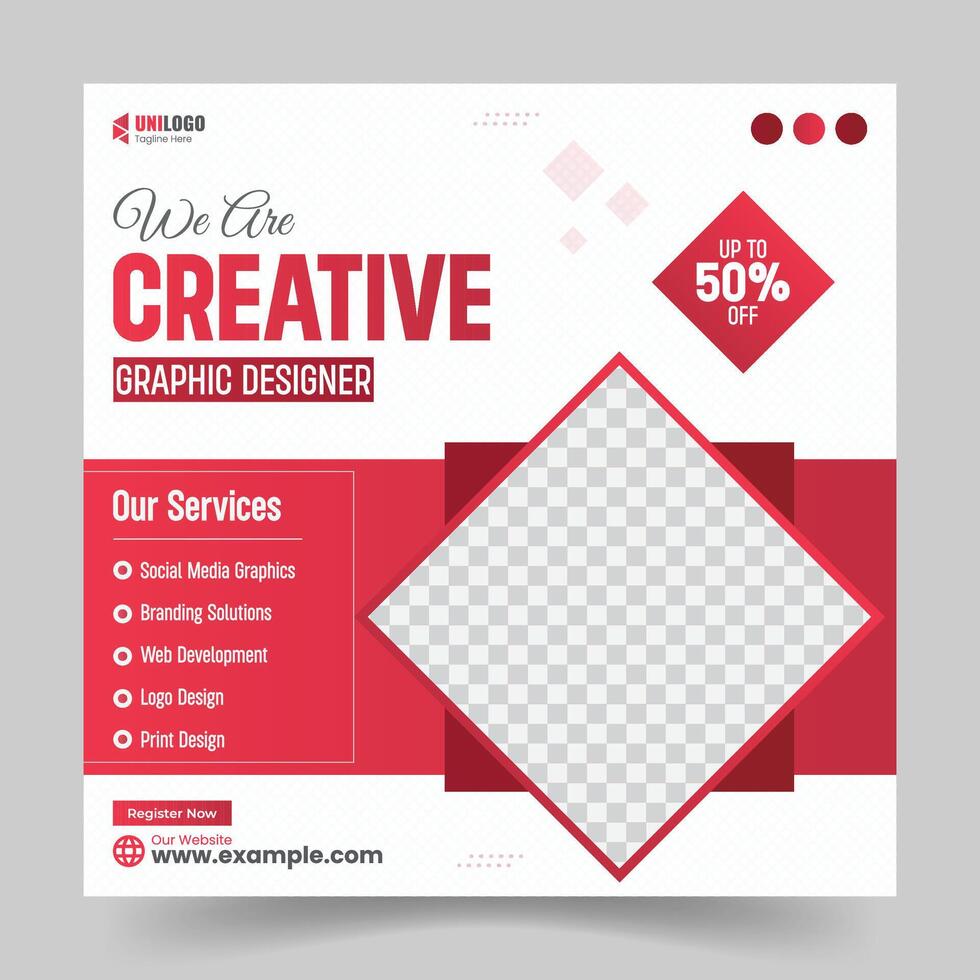 Corporate or graphic design agency social media post template. vector