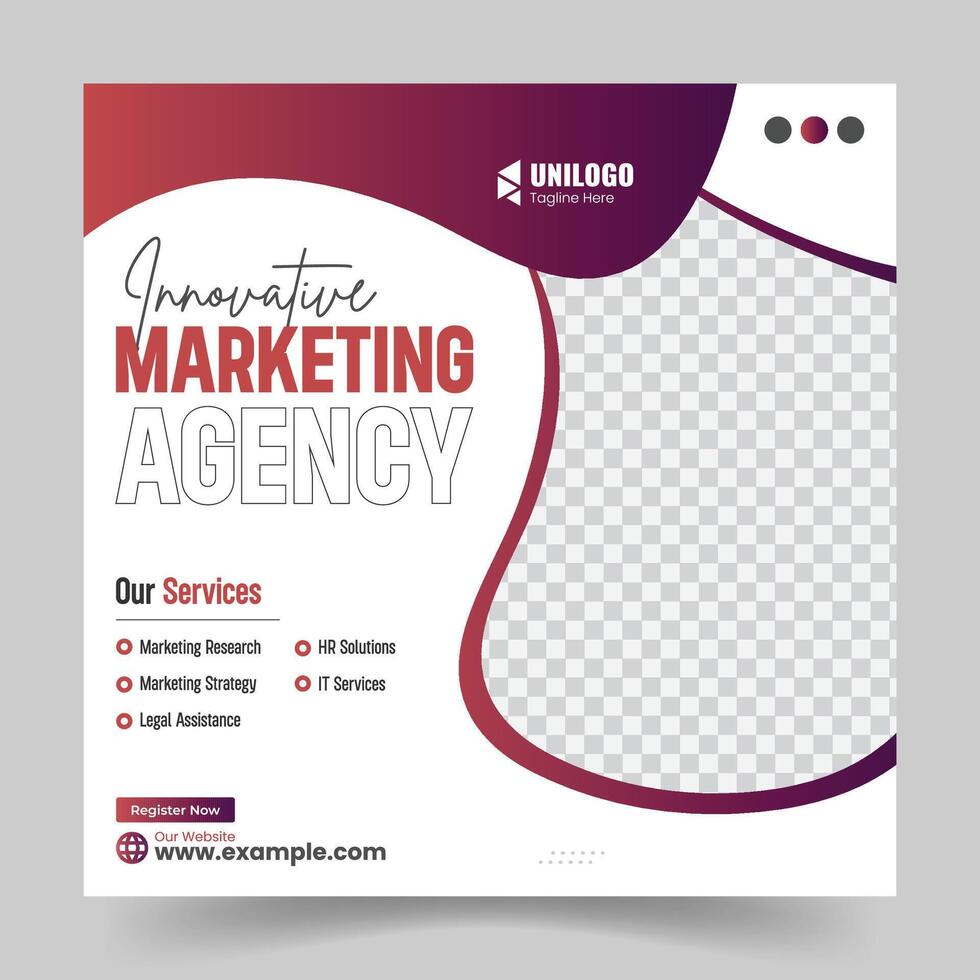 Modern Business Marketing Agency social media post template. Business promotional editable square banner. vector