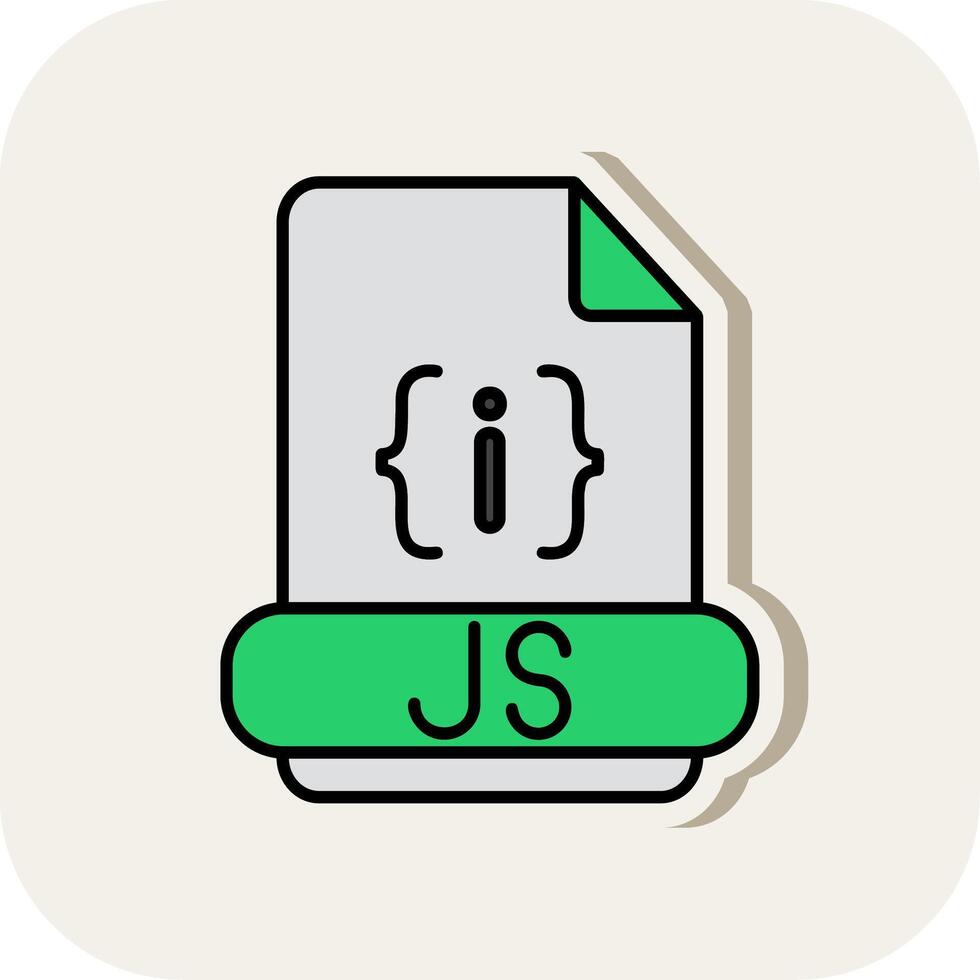 Js Format Line Filled White Shadow Icon vector