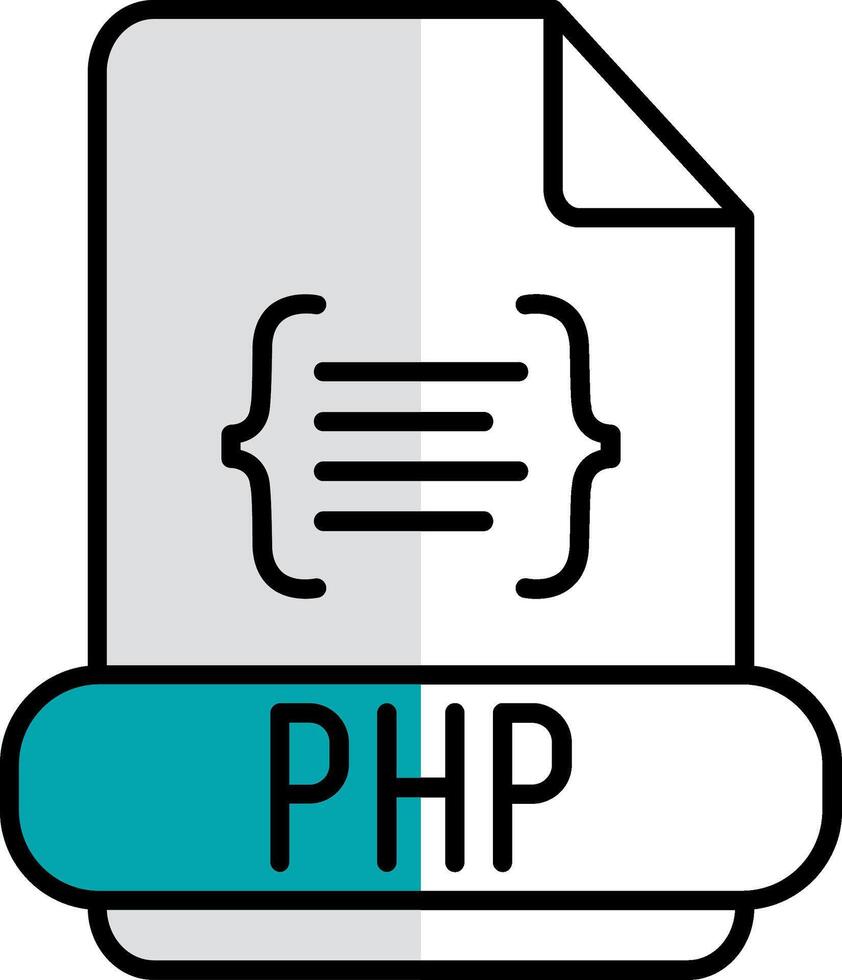 php lleno medio cortar icono vector